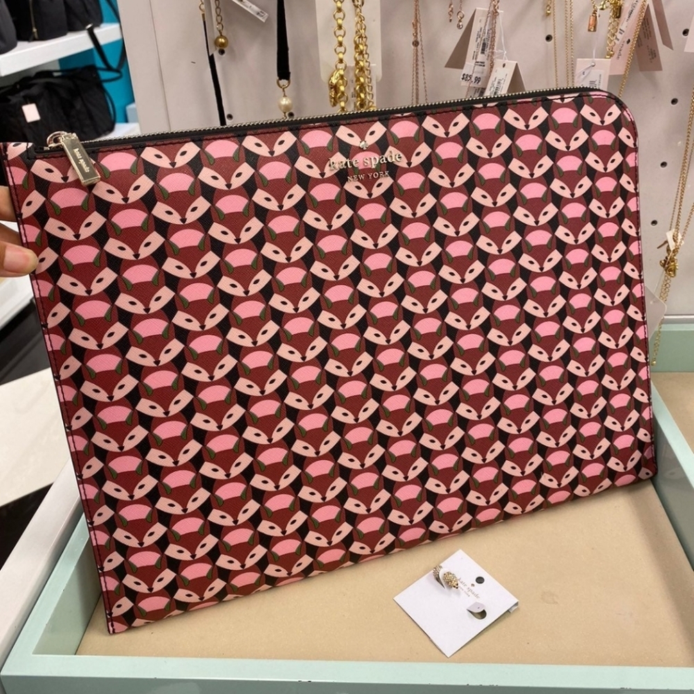 Kate Spade Pink Fox Pattern Clutch